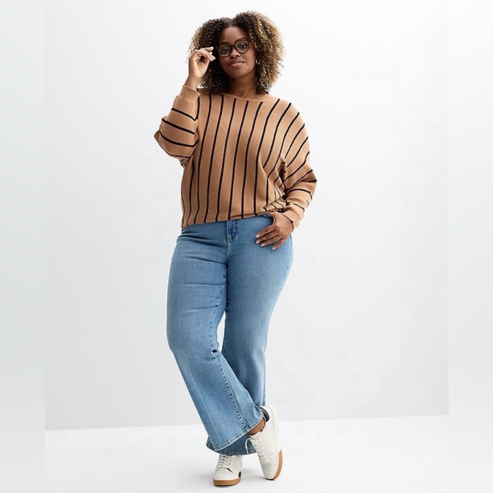 Chelsea & Theodore Camel and Black Striped Sweater